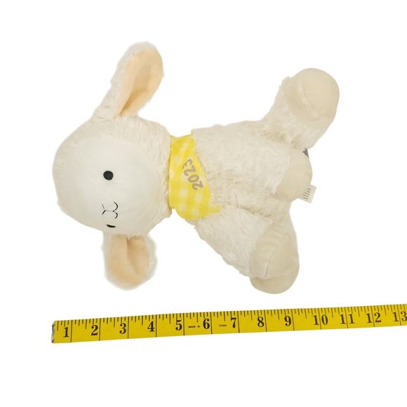Hallmark White Lamb Plush Stuffed Animal Embroidered Eyes Yellow Bandana 2023 - Picture 8 of 8